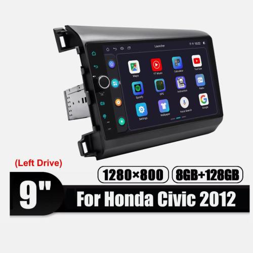 8+128GB for Honda Civic 2012 (Left Drive) 9 inch Android 12 Qualcomm Chip Car Radio