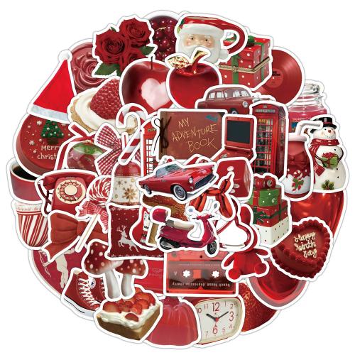 Pressure-Sensitive Adhesive & PVC DIY & Waterproof Decorative Sticker printed red Bag