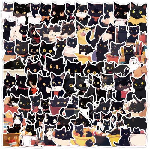 Pressure-Sensitive Adhesive & PVC DIY & Waterproof Decorative Sticker printed Cats black Bag