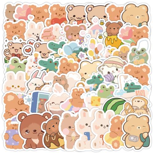 Pressure-Sensitive Adhesive & PVC DIY & Waterproof Decorative Sticker printed bears multi-colored Bag