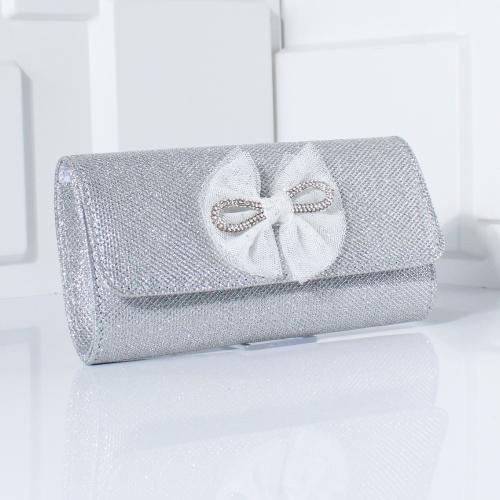 PVC & Polyester Easy Matching Clutch Bag with chain & with rhinestone bowknot pattern PC