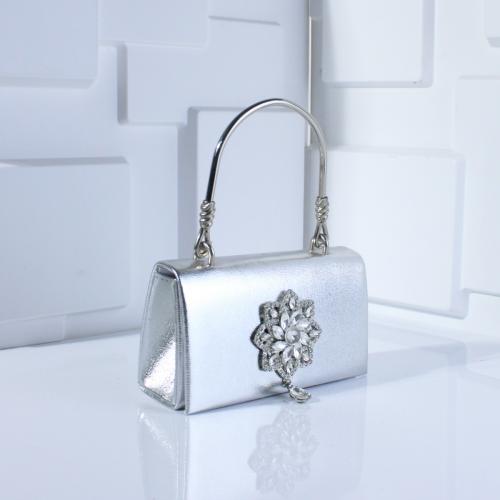 PU Leather & Polyester Easy Matching Clutch Bag with rhinestone floral PC