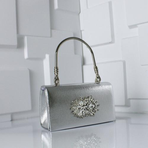 PU Leather & Polyester Easy Matching Clutch Bag, with chain & with rhinestone, floral, more colors for choice,  PC