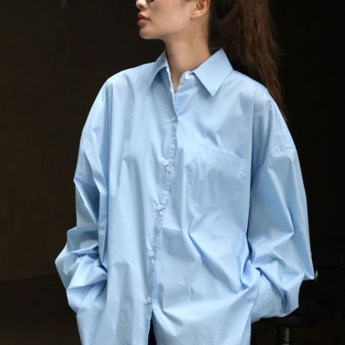 Cotton Women Long Sleeve Shirt loose patchwork Solid : PC