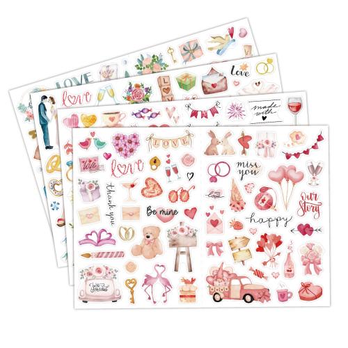 Copper Paper DIY Decorative Sticker, waterproof, mixed pattern, 4PCs/Set,  Set