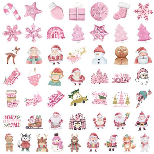 PVC Rubber DIY Decorative Sticker, christmas design & waterproof, mixed pattern, 50PCs/Set,  Set