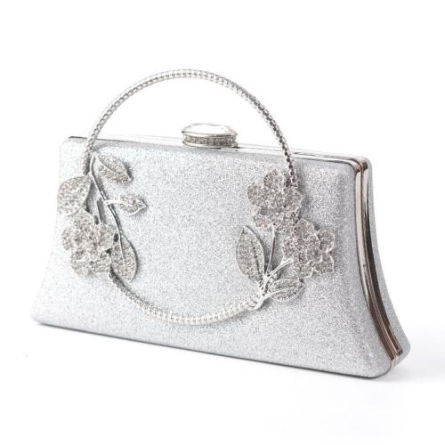 Polyester Easy Matching Clutch Bag with chain & with rhinestone floral PC