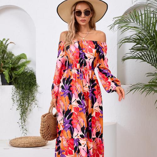 Polyester Waist-controlled & Soft One-piece Dress & breathable printed PC