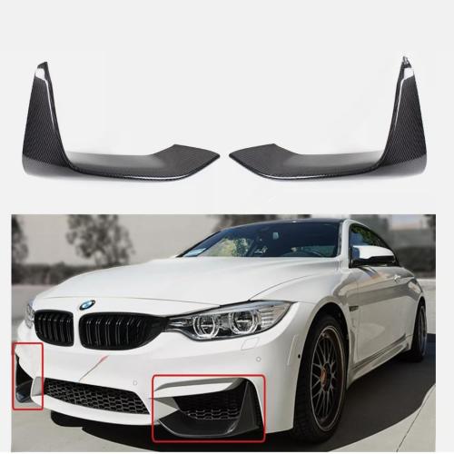 2 PCS ADD-ON CARBON FIBER FRONT BUMPER SPLITTERS LIP FOR 15-19 BMW F82 M4 F80 M3