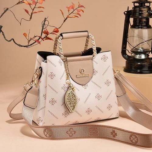 PU Leather hard-surface & easy cleaning Handbag with hanging ornament & attached with hanging strap PC