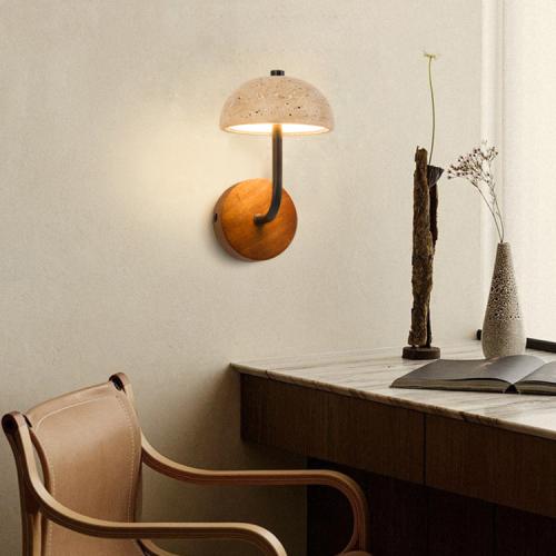 Steen & Massief hout & Ijzer Wandlamp stuk