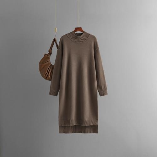 Core-spun Yarn long style Sweater Dress short front long back & thermal Solid : PC