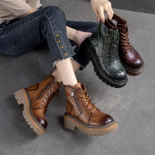 Piel de vaca de grano completo Botas Mujeres Martens, Sólido, más colores para elegir,  Par