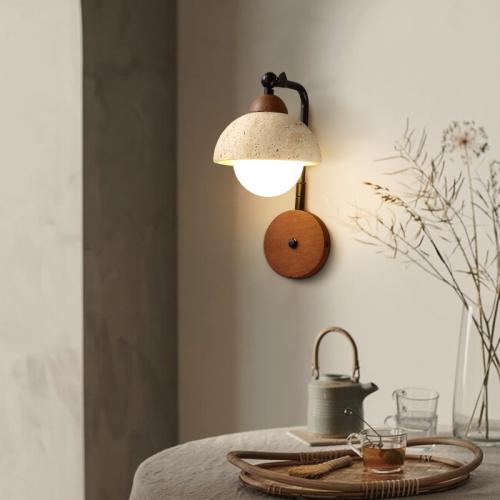 Steen & Massief hout Wandlamp stuk