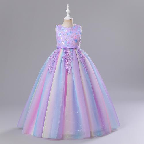 Polyester Princess Girl One-piece Dress patchwork PC