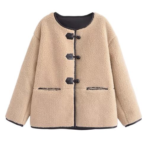 Berber Fleece & Polyester Soft Women Coat thicken & thermal Solid PC