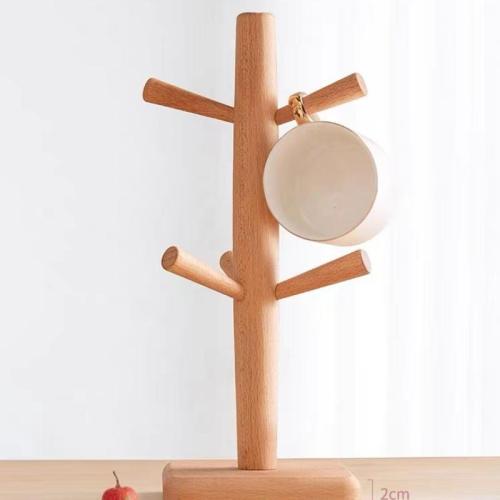 Solid Wood Cups Drain Rack Solid khaki PC