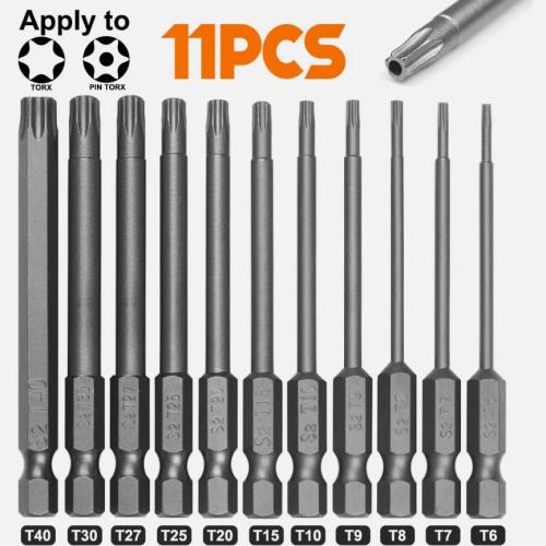 11pcs T 40 Magnetic Head Torx Screwdriver Bit Set Security Tamper Proof Star