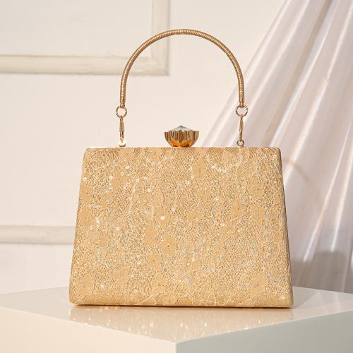 PU Leather & Sequin & Lace Evening Party Handbag with chain & attached with hanging strap PC