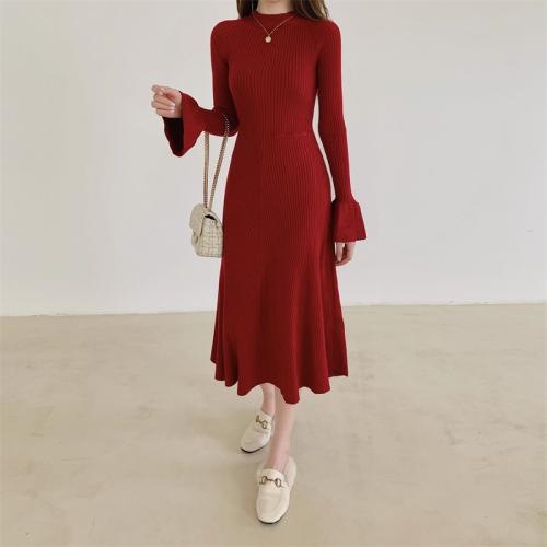 Knitted Waist-controlled One-piece Dress slimming Solid PC