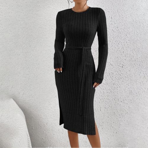 Polyester Slim Sexy Package Hip Dresses side slit PC