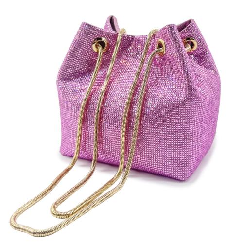 PU Leather & Rhinestone Easy Matching & Bucket Bag Clutch Bag PC