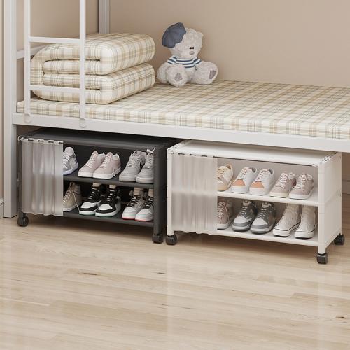 Simple Shoe Rack Dormitory Multi-layer Household Storage Shoe Cabinet Dust-proof Wheeled Storage Rack