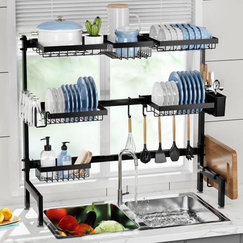 Retractable Kitchen Sink Storage Rack Household Bowl Rack Bowl Chopsticks Drain Rack Sink Bowl Storage Rack