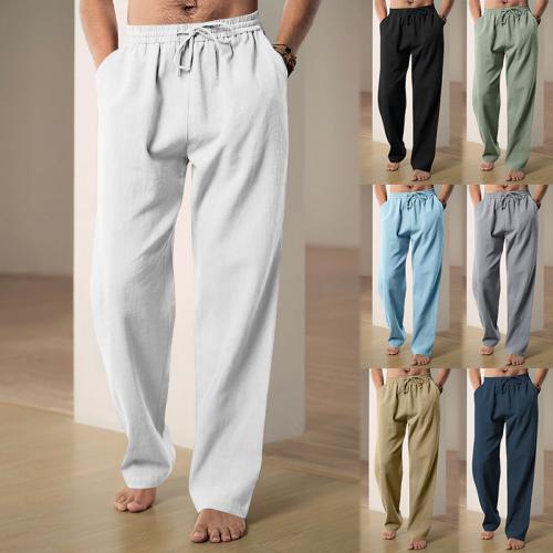 2024 Spring and Summer Men's Wide Leg Pants Thin Breathable Cotton and Linen Loose Casual Sports Pants Sweat Pants