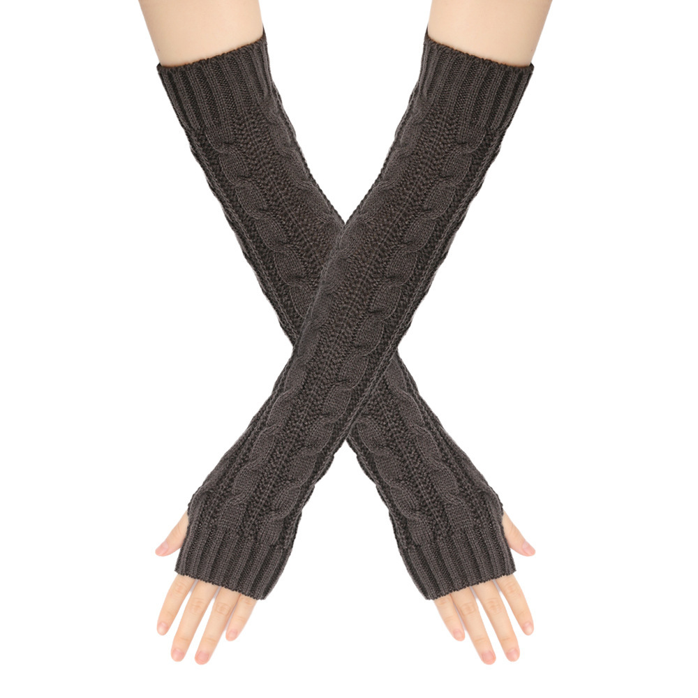 Polyester windproof Women Long Half Finger Glove, thermal, weave, more colors for choice,  Pair