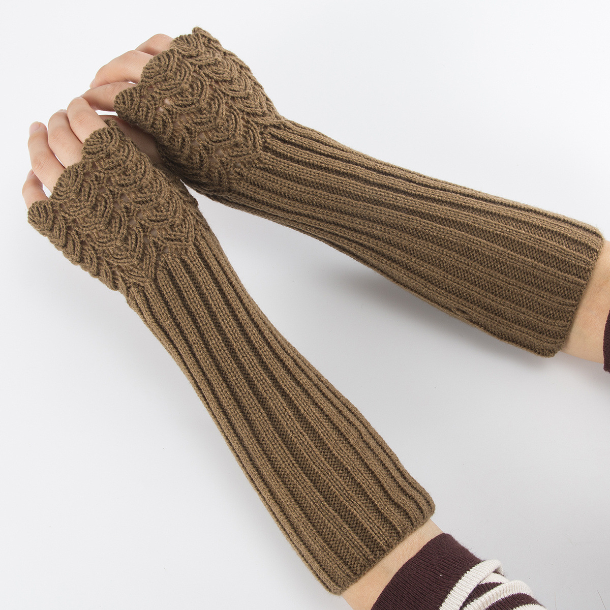 Acrylic windproof Women Long Half Finger Glove, thermal,  Acrylic, knitted, more colors for choice, :,  Pair