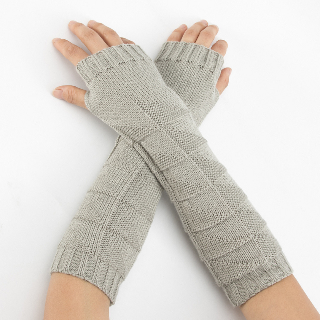 Acrylic hand protecting & Outdoor Women Long Half Finger Glove, breathable, knitted, more colors for choice,  Pair
