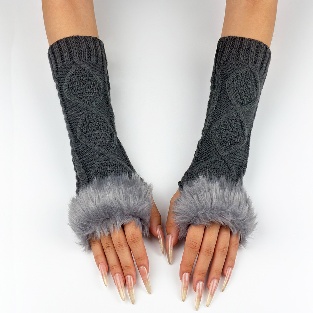 Acrylic hand protecting & windproof Women Long Half Finger Glove, thermal, knitted, more colors for choice, :,  Pair