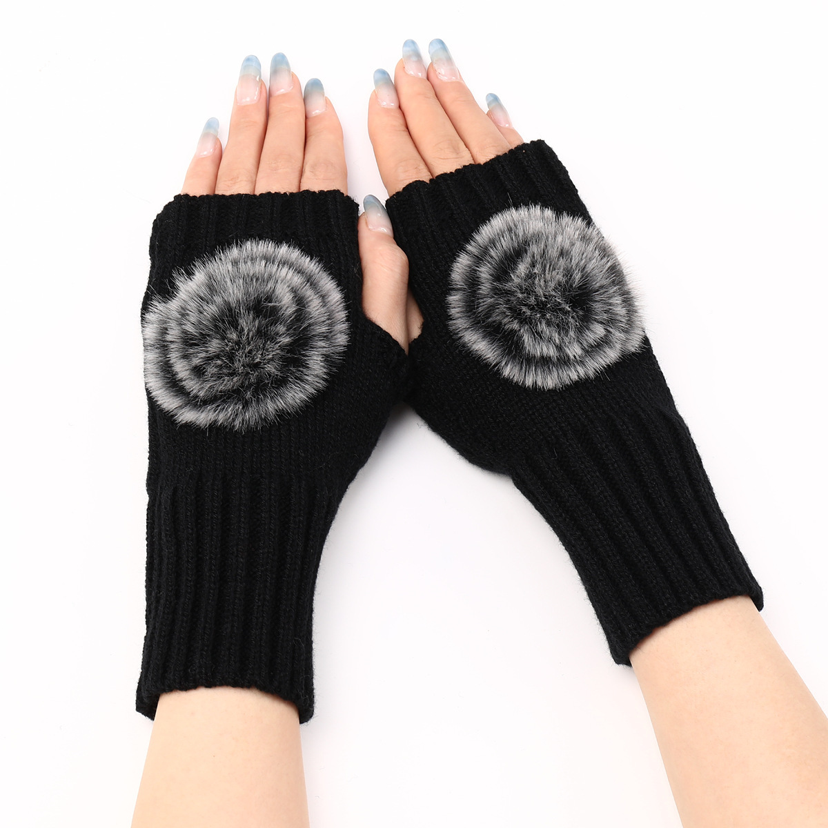 Acrylic hand protecting & Outdoor Women Half Finger Glove, thermal, knitted, more colors for choice, :,  Pair