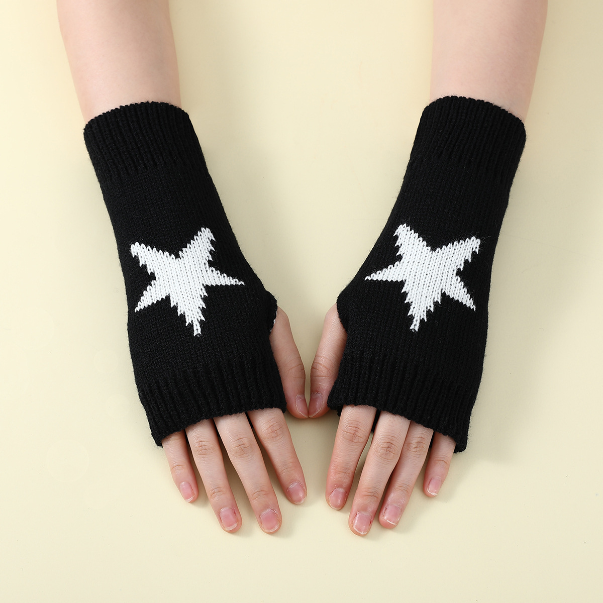 Acrylic hand protecting & Outdoor Women Half Finger Glove, thermal, knitted, star pattern, more colors for choice, :,  Pair